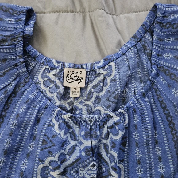 Como Vintage Blue Patterned Women's Top Size XL - Picture 8 of 8